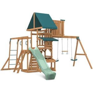 Lifespan Kids Walton Swing Set, Monkey Bars & Play Centre with 2.2m Pastel Green Slide
