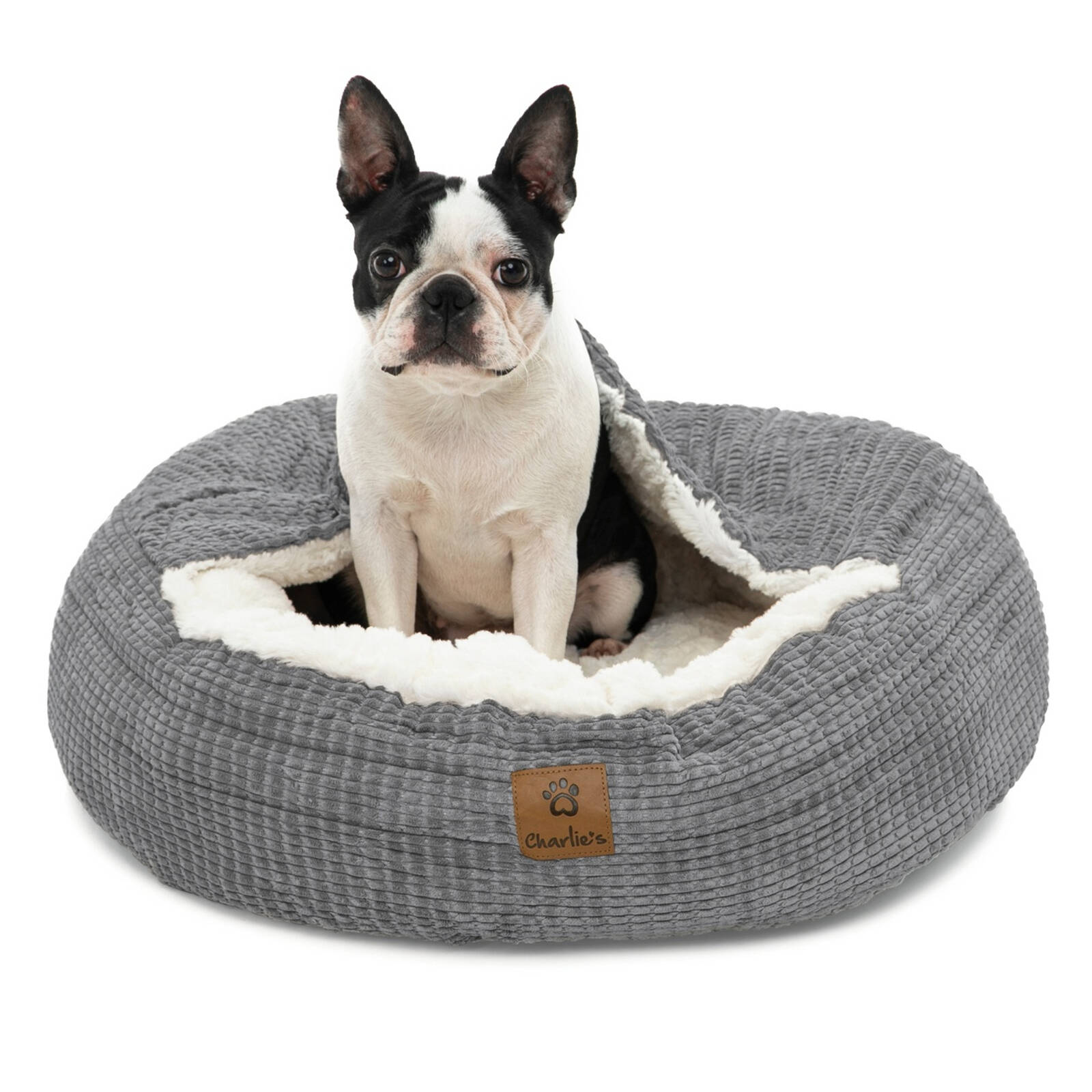 Charlie's Snookie Hooded Dog Bed Grey Large Bunnings Australia