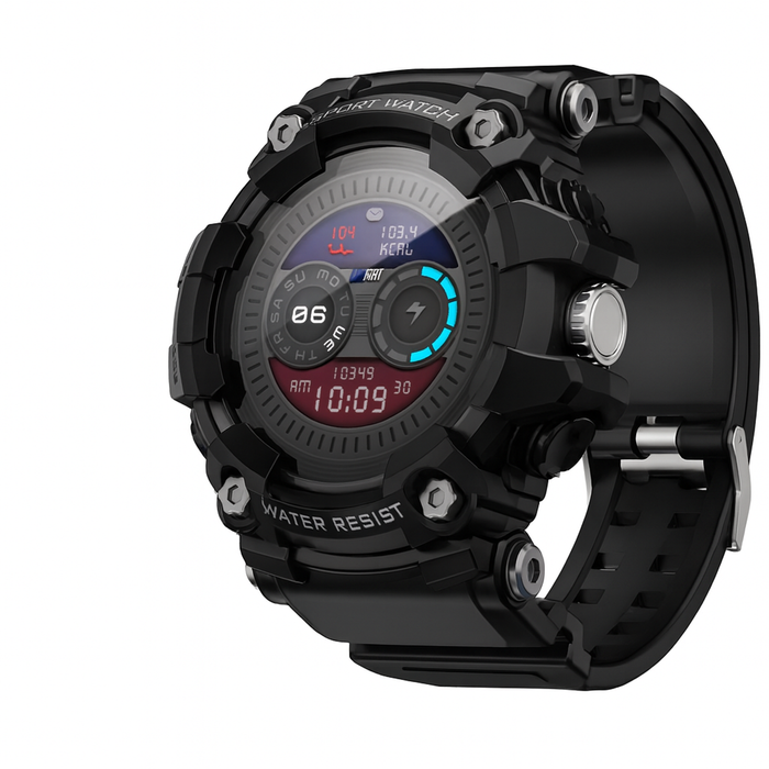 Sport Smart Watch Waterproof Bluetooth Calls Rugged Fitness Tracker with Flashligh