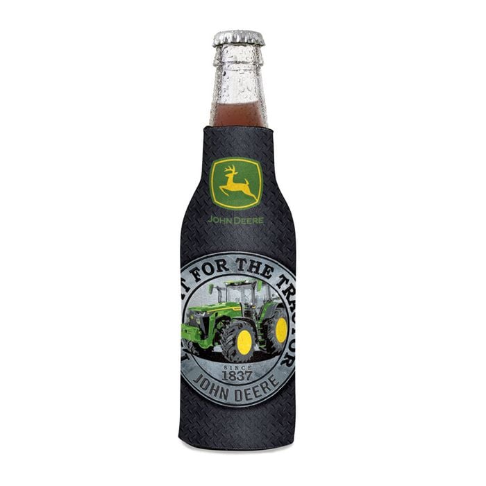 John Deere Bottle Cooler-Green & Black w/Tractor Graphic 12oz/375ml