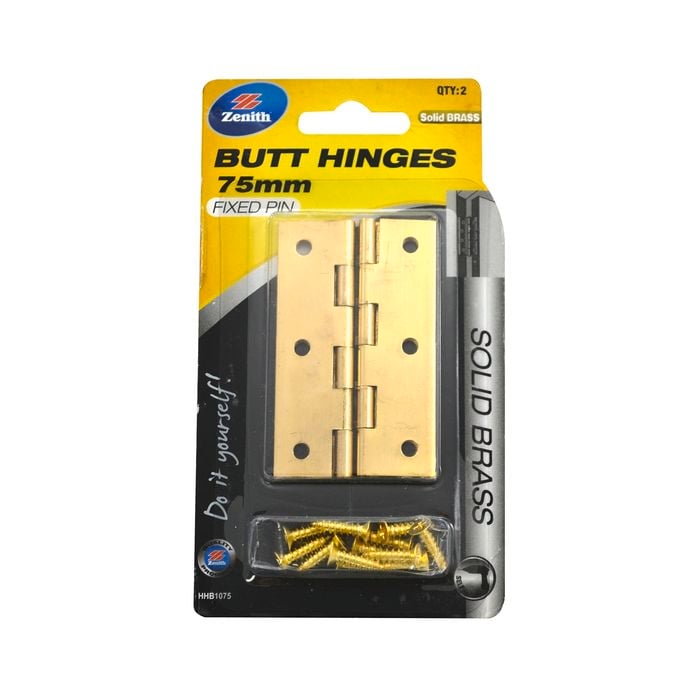 Zenith 75mm Butt Hinge FP Brass 2 Pack