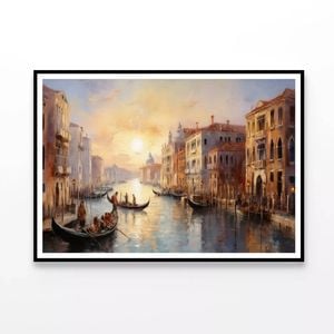 Canal with Boats & Buildings  Print 100% Australian Made 120x90cm  (Poster)