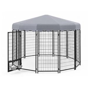 Advwin 12 Panels Pet Dog Kennel Heavy Duty Metal Dog Cage Outdoor Pet Cage Fence Pen House Enclosure