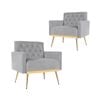 Costway Accent Armchair Velvet Sofa Lounge Chair W/button Tufted Back - Grey
