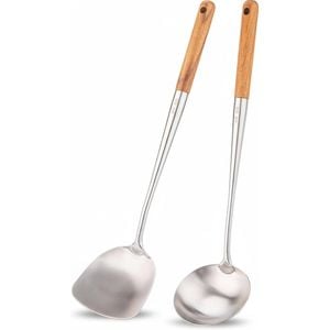 Wok Spatula and Ladle Set - 17 Stainless Steel Tools