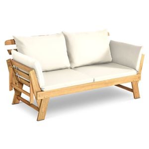 Costway Wood Couch Sofa Bed Recliner W/cushions White