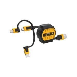 DeWALT 1m Lightning Type C and Micro-USB to USB 3-In-1 Retractable Charging Cable Reinforced with Kevlar