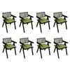 Levede 8Pcs Rattan Back dining Chairs - Green & Black