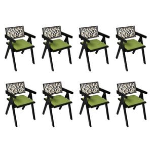 Levede 8Pcs Rattan Back dining Chairs - Green & Black