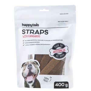 Happy Tails 400g Straps With Kangaroo Dog Treats