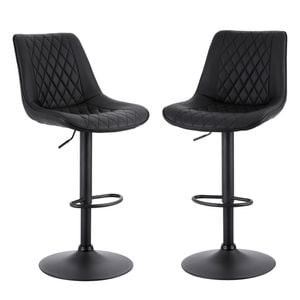 2x Artiss Bar Stools Gas Lift Leather Diamond Black