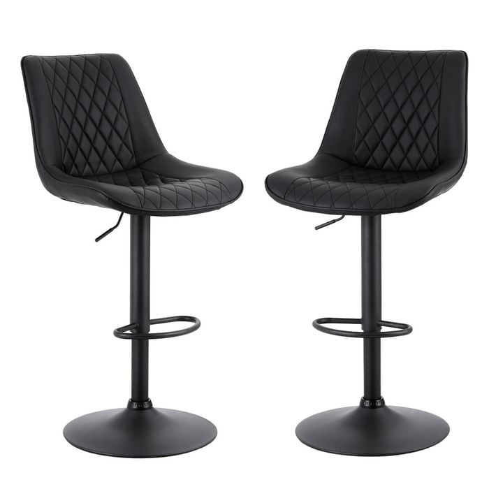 2x Artiss Bar Stools Gas Lift Leather Diamond Black