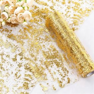 Catzon Table Runner Roll Sequin Foil Metallic Cloths for Christmas Decor-GoldYellow