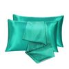 LINENOVA 2pcs Luxury Silk Satin Pillow Cases Pillowcase Cushion Covers - King,Dark green