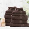14pc Renee Taylor Stella Hand/Bath Towel/Mat Set Soft Bamboo Cotton 650GSM Cocoa