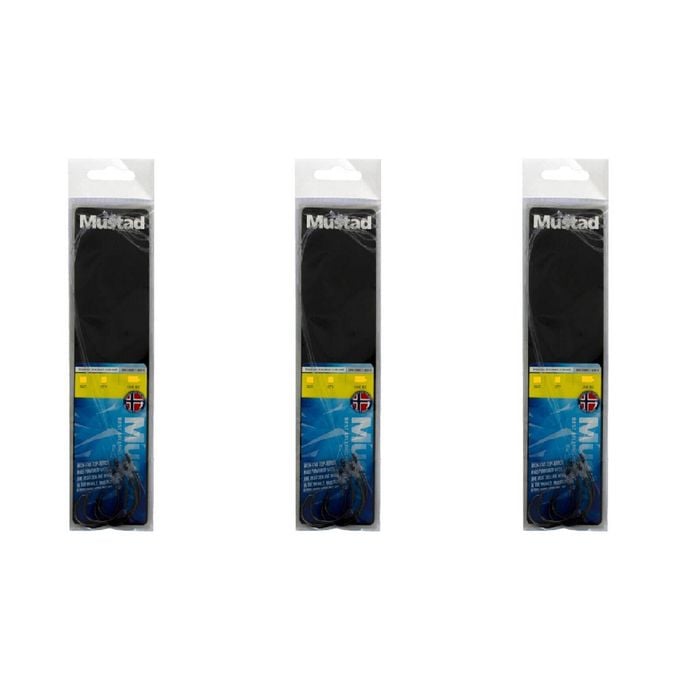 3x Mustad Hand Tied Snelled Rigs with 39951NPBLN Circle Hooks - Size 2