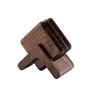 Anygleam Black Walnut 6pcs Wooden Coasters Cup Kitchen Tools Accessories