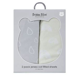 2PK Bubba Blue Nordic 77x135cm Jersey Cot Fitted Sheet Baby 0-12m Grey/Sand