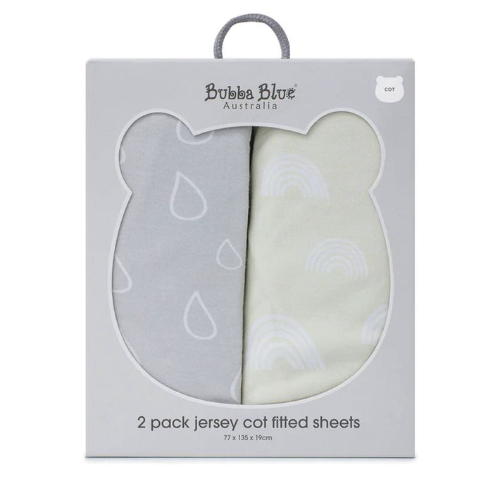 2PK Bubba Blue Nordic 77x135cm Jersey Cot Fitted Sheet Baby 0-12m Grey/Sand