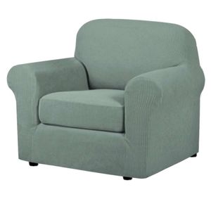 Smarcute 1 Seater 2-Piece Spandex Stretch Anti-Slip Sofa Cover Sage