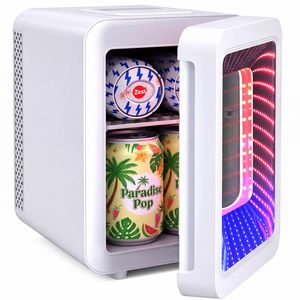 YOPOWER 4L Mini Fridge for Skincare & Perfume with Mirror Door & LED Lighting White