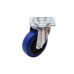 Easyroll 150mm 300kg Blue Elastic Rubber Swivel Plate Castor