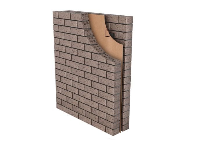 Rendering of wall showing bricks and insulation