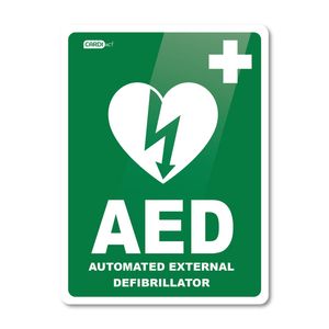 CARDIACT Poly AED Defibrillator Sign 22.5 x 30cm