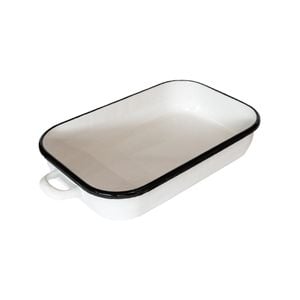 Urban Style Enamelware 6L Induction Baking Dish w/ Handles/Blue Rim - White