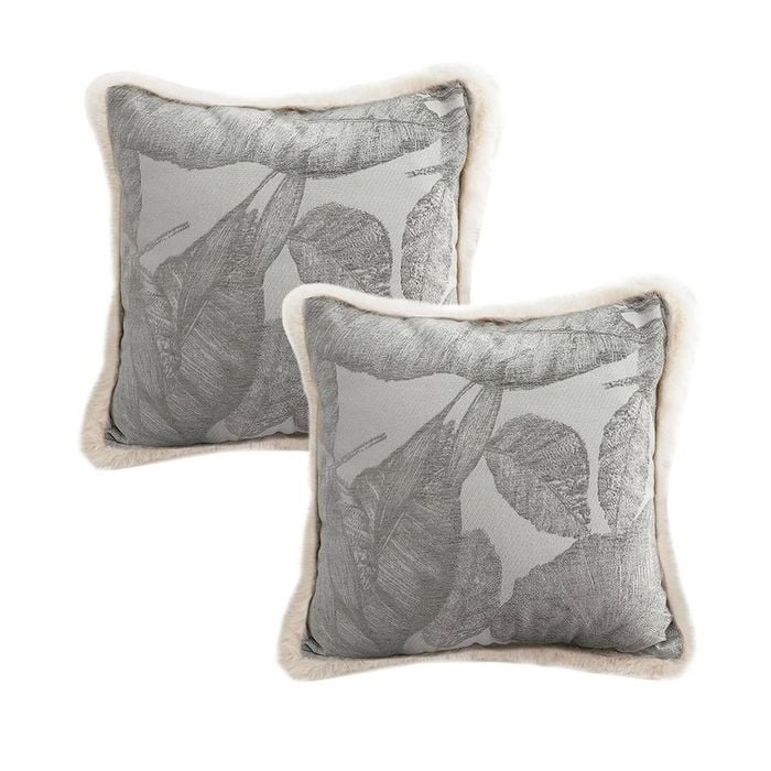 SOGA 2X 45cm Wabi-sabi Raised Embroidery Leaf  Throw Pillow