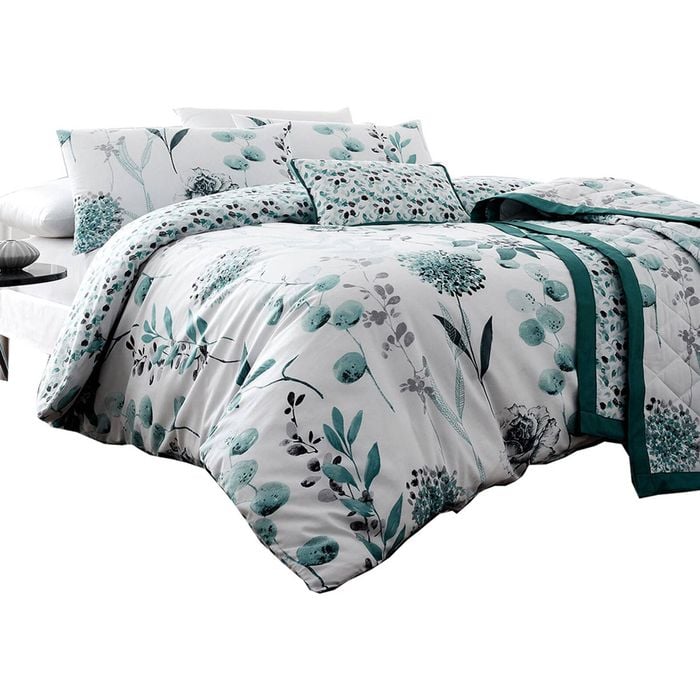 Bloomington Ink Floral Teal Cotton Rich Quilt Cover Set King