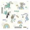 Abstract Animals Blue/Teal Wallpaper  53cm x 10.05m