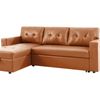 Auden Pull Out Sofa Bed with Storage Chaise PU - Brown