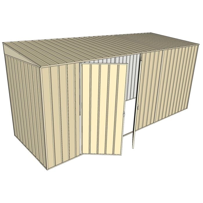 Build-a-Shed 1.5 x 4.5 x 2m Double Hinged Side Door Skillion Shed - Cream