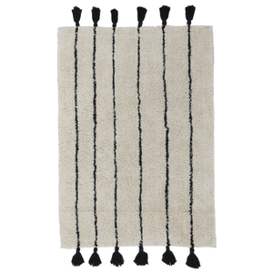 Yarra Textiles Tufted Bathmat With Black Tassels (60 cm x 90 cm), 1700 gsm+ - Sand