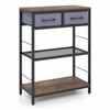 Costway 81 cm Narrow Console Table 2 Drawer 3-Tier Rack Metal Rustic