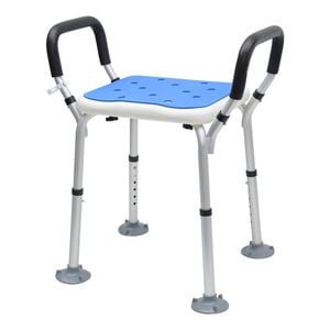 Portable Shower Chair Non-slip Bench Tub Seat 57-70cm Height Adjustable Stool Max Load 125kg With Removable Arms For Adults Eld