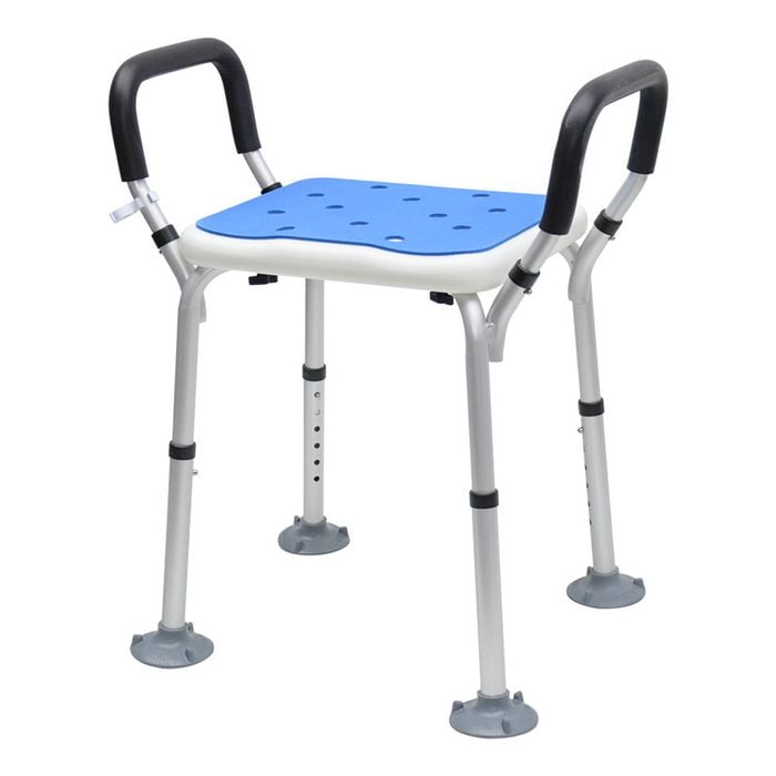 Portable Shower Chair Non-slip Bench Tub Seat 57-70cm Height Adjustable Stool Max Load 125kg With Removable Arms For Adults Eld