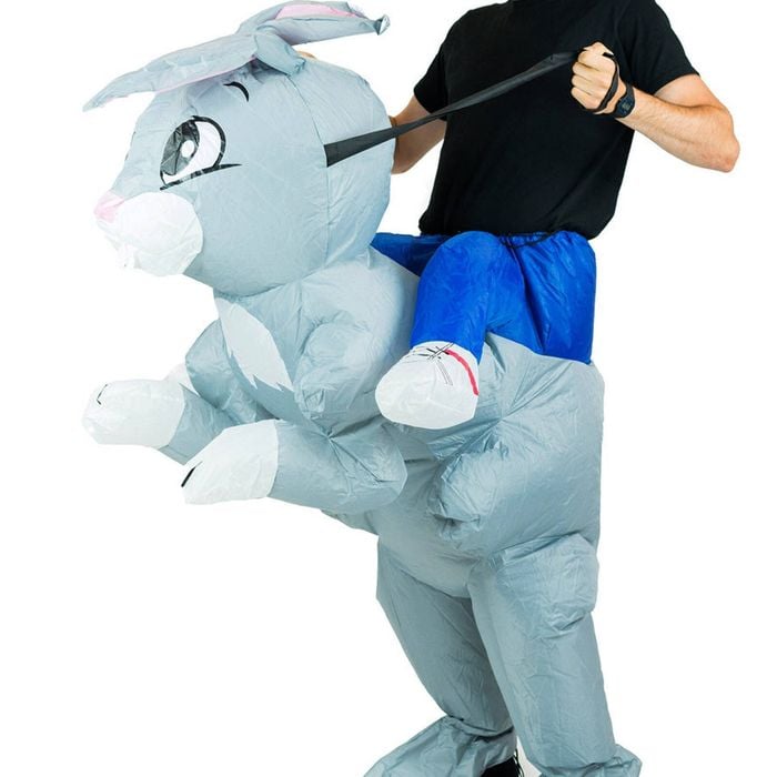 Inflatable Piggyback Ride On Grey Rabbit Adults Costume - One Size