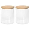 Harbour Housewares Reusable Plastic Bathroom Canisters with Bamboo Lid - Pack of 2