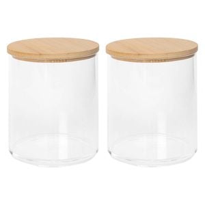 Harbour Housewares Reusable Plastic Bathroom Canisters with Bamboo Lid - Pack of 2