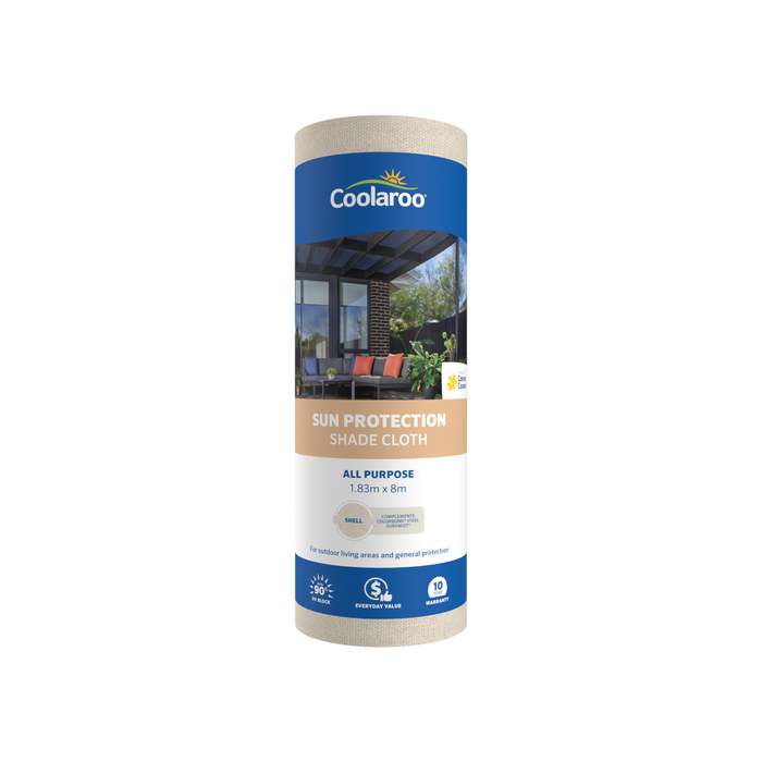 Coolaroo 1.83 x 8m 90% UV Block Shell All Purpose Sun Protection Shade Cloth