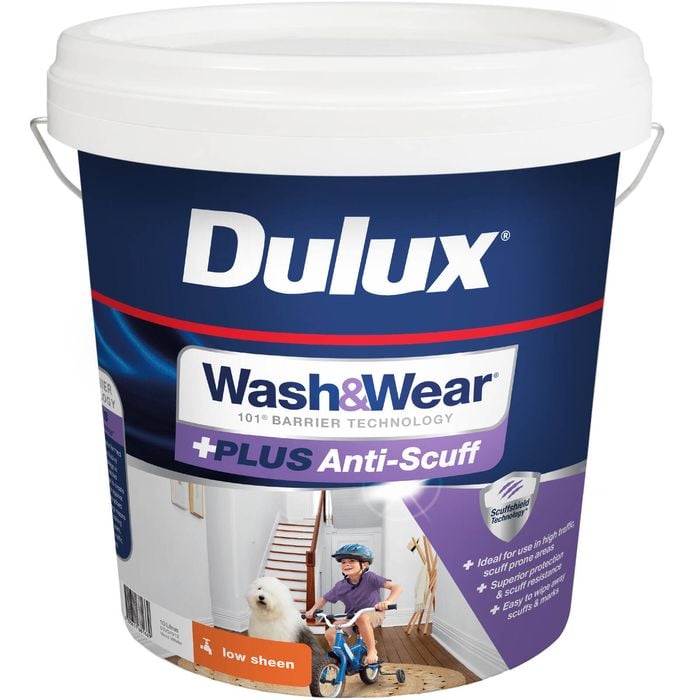 Dulux Wash&Wear +Plus Anti Scuff Vivid White Low Sheen Interior Paint - 10L