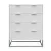 Wavey 4 Drawer Tallboy Chest of Drawers Art Deco Metal Legs - White