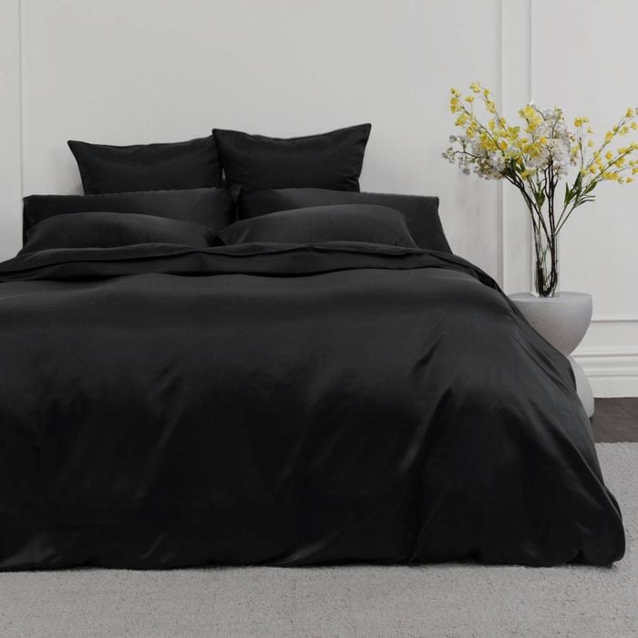 Bedding Co. Quilt Cover Set 100% Mulberry Silk 22 Momme Black Single