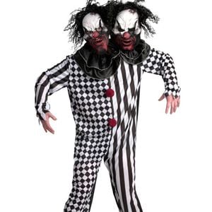 Double Headed Mens Evil Clown Halloween Costume - Standard