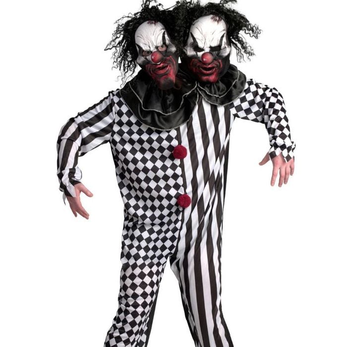Double Headed Mens Evil Clown Halloween Costume - Standard