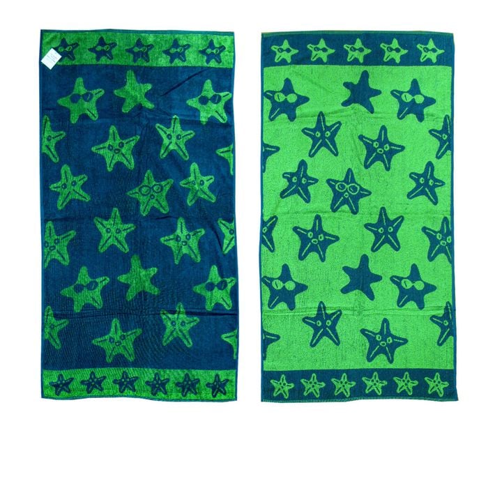 Jacquard Velour Cotton Rich Reversible Beach Towel 81 x 162 cm Blue Stars