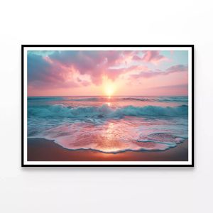 Sunset over a Pink Sandy Beach  Print 100% Australian Made 90x60cm  (Poster)