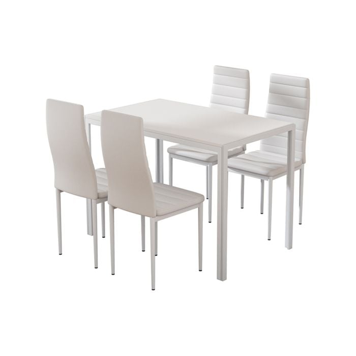 Artiss Dining Set 5-PCS Wooden Dining Table Set White